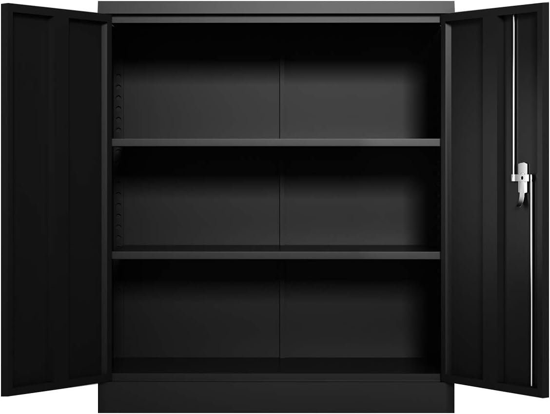 Waqiv Large Space Industrial Metal Storage Cabinet with Doors, Locking Steel Cabinet with 2 Adjustable Shelves,41.6'' Small Utility File Cabinet for Home and Office,(W36 x D18 x H41.6)