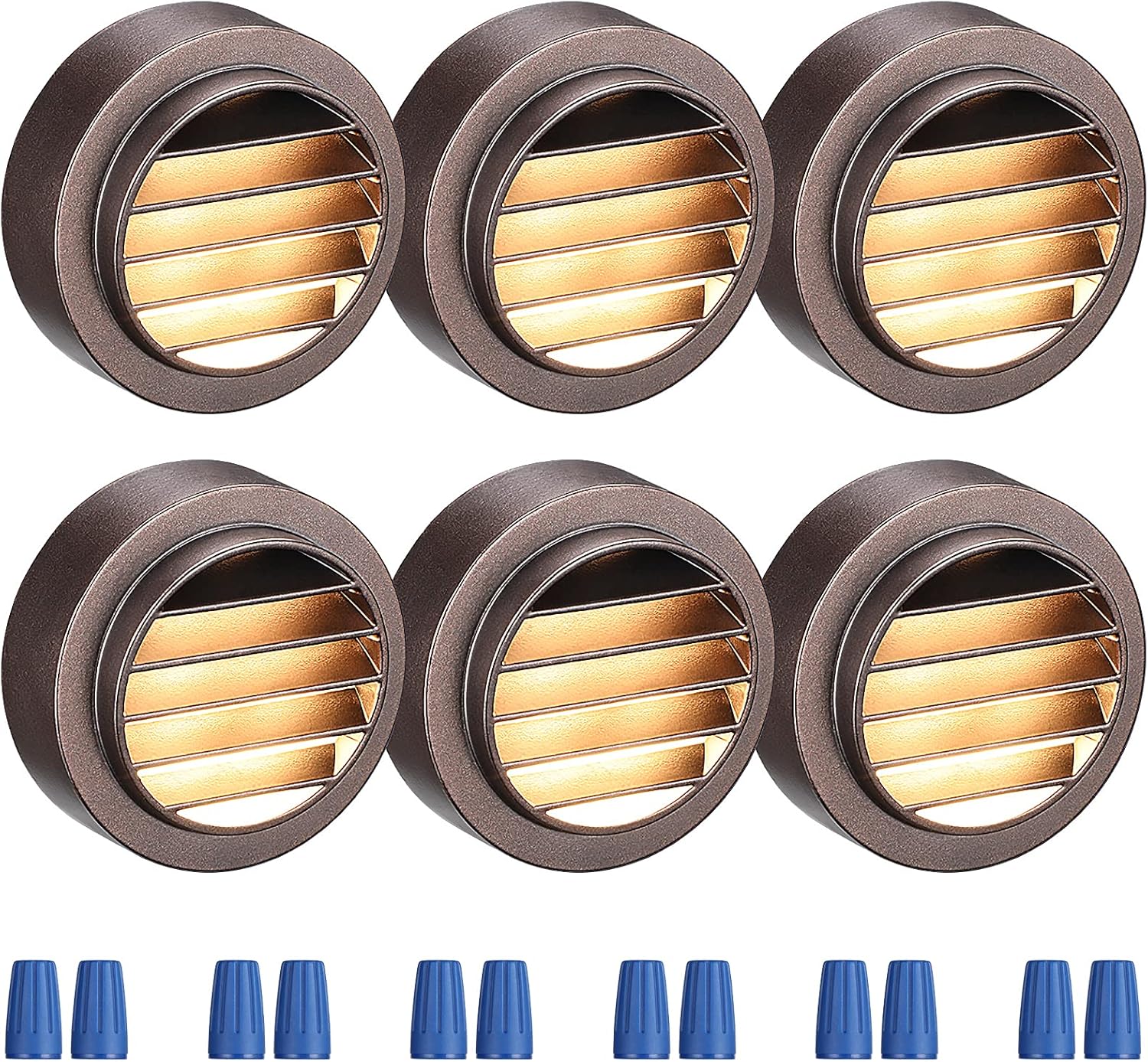 LEONLITE 3W LED Low Voltage Landscape Deck Lights, 12-24V AC/DC, Step Railing Wall Surface Mounted Lighting, CRI90+, 3000K Warm White, Louvered, Die-cast Aluminum, Oil Rubbed Bronze, Pack of 6 Pack of 2