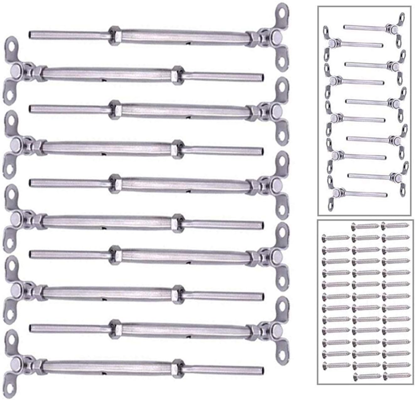 50 Pack 180&deg; Adjustable T-316 Stainless Steel Deck Cable Railing Kit fits 1/8