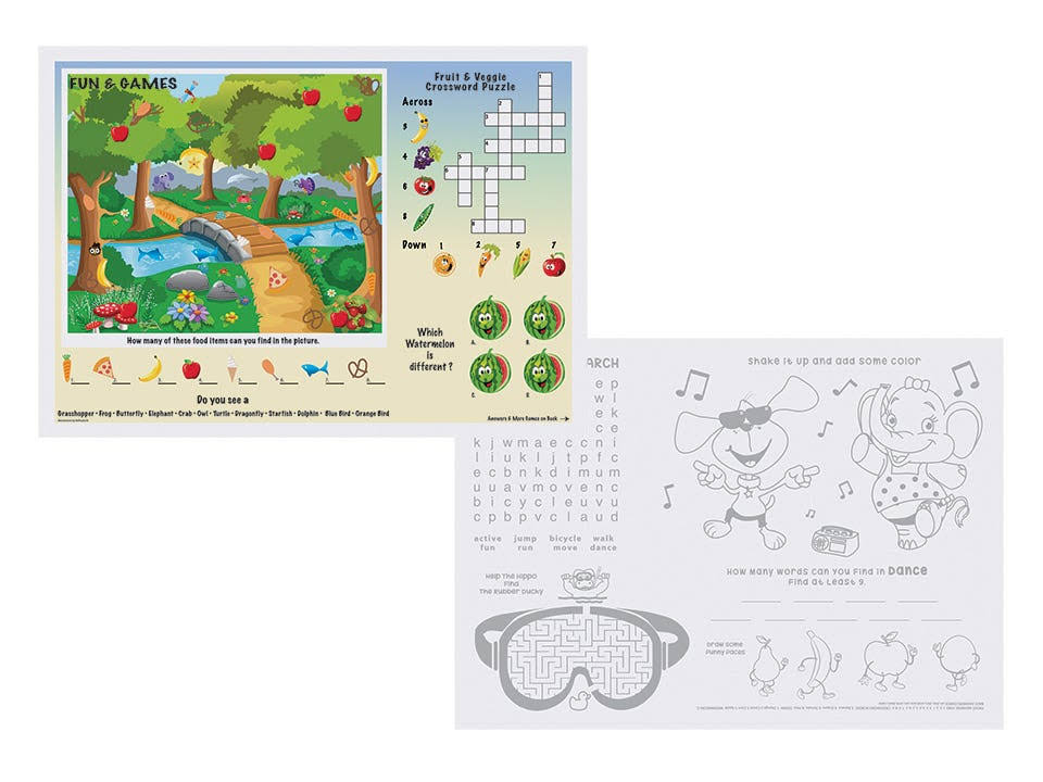 Hoffmaster Fun and Games Placemat, 10 x 14 inch -- 1000 per CASE.