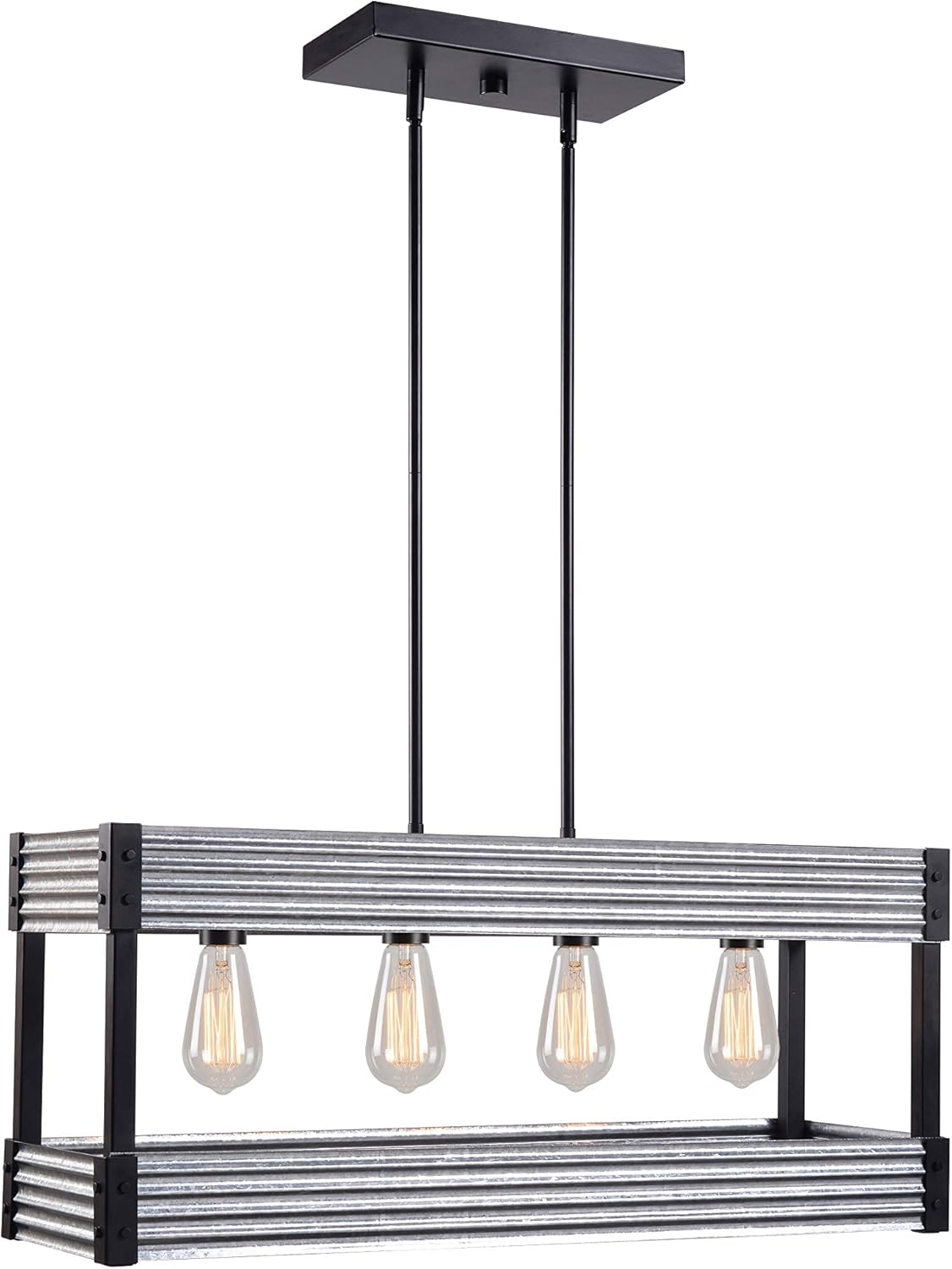 Kenroy Home 93424BL Pioneer Island Lights, Medium, Matte Black and Galvanized Metal