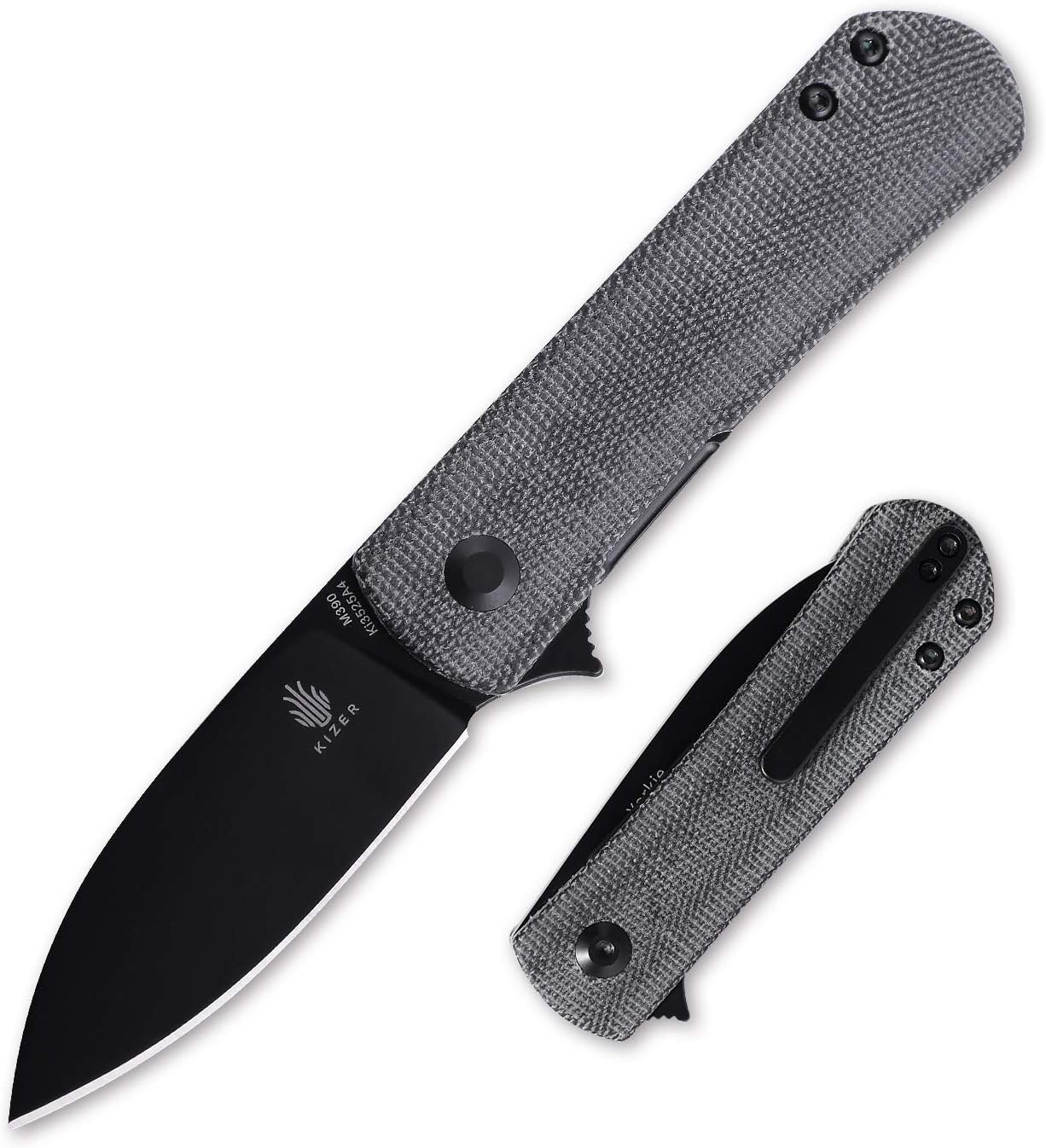 Kizer Yorkie, Lightweight Pocket Knife with 2.56in M390 Blade and Black Micarta Handle for outdoor and EDC -Ki3525A4