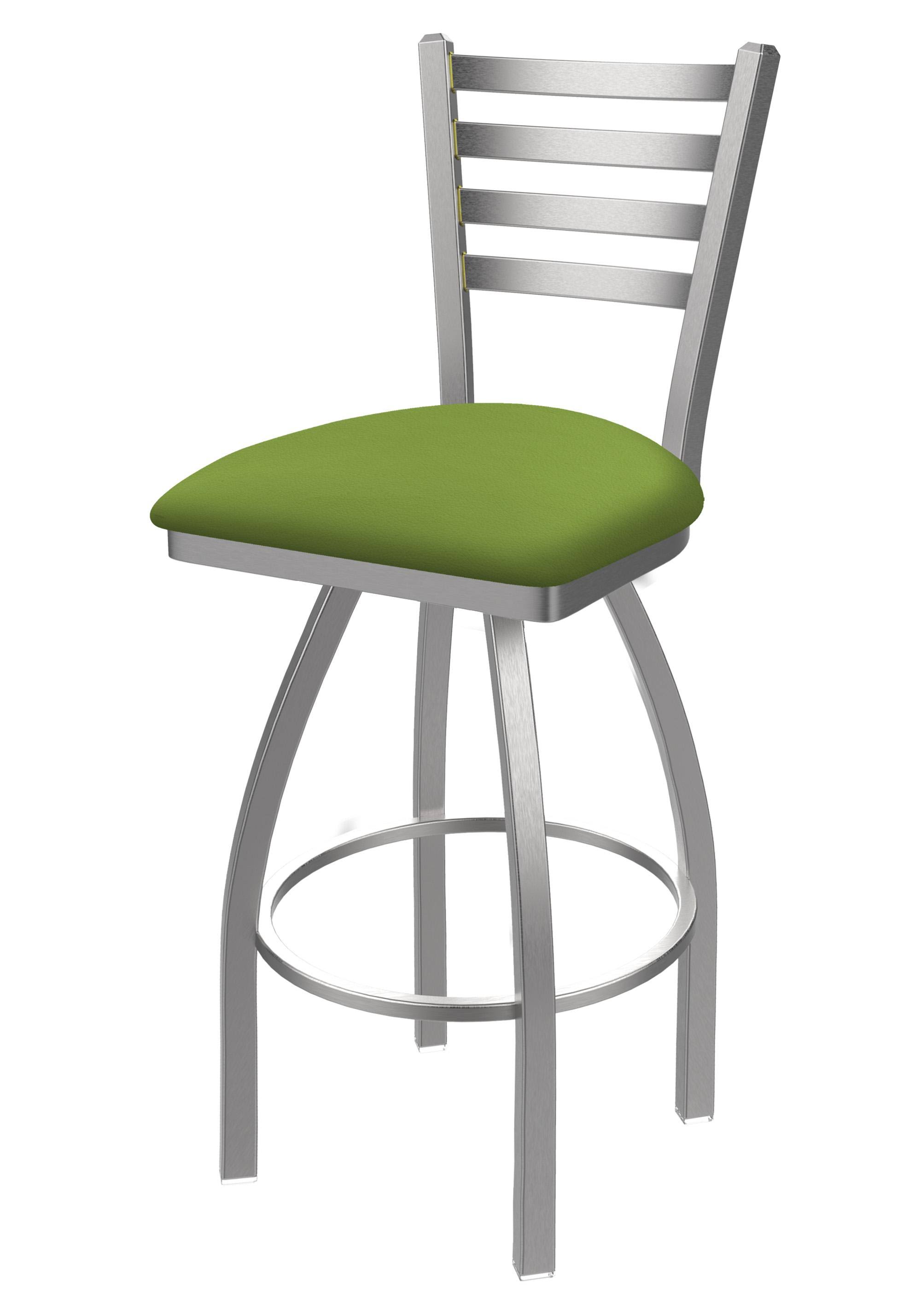 Holland Bar Stool 410 Jackie 30x22 Swivel Bar Stool with Stainless Finish and Canter Kiwi Green Seat