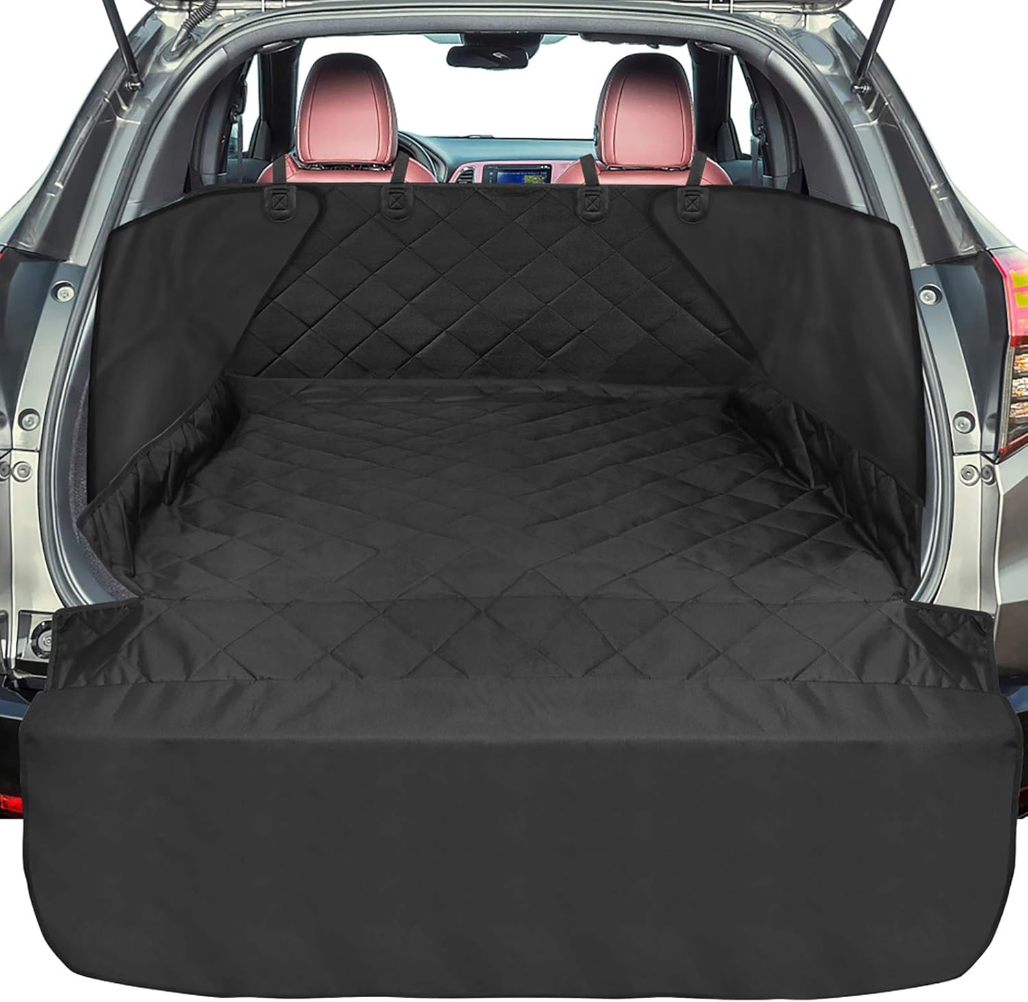 SUV Cargo Liner for Dogs, F-color Upgraded Water Resistant Pet Cargo Cover with Full Side Flap Protector, Dog Seat Cover Mat for SUVs Sedans Vans with Bumper Flap, Non-Slip, Large Size Universal Fit Pack of 2
