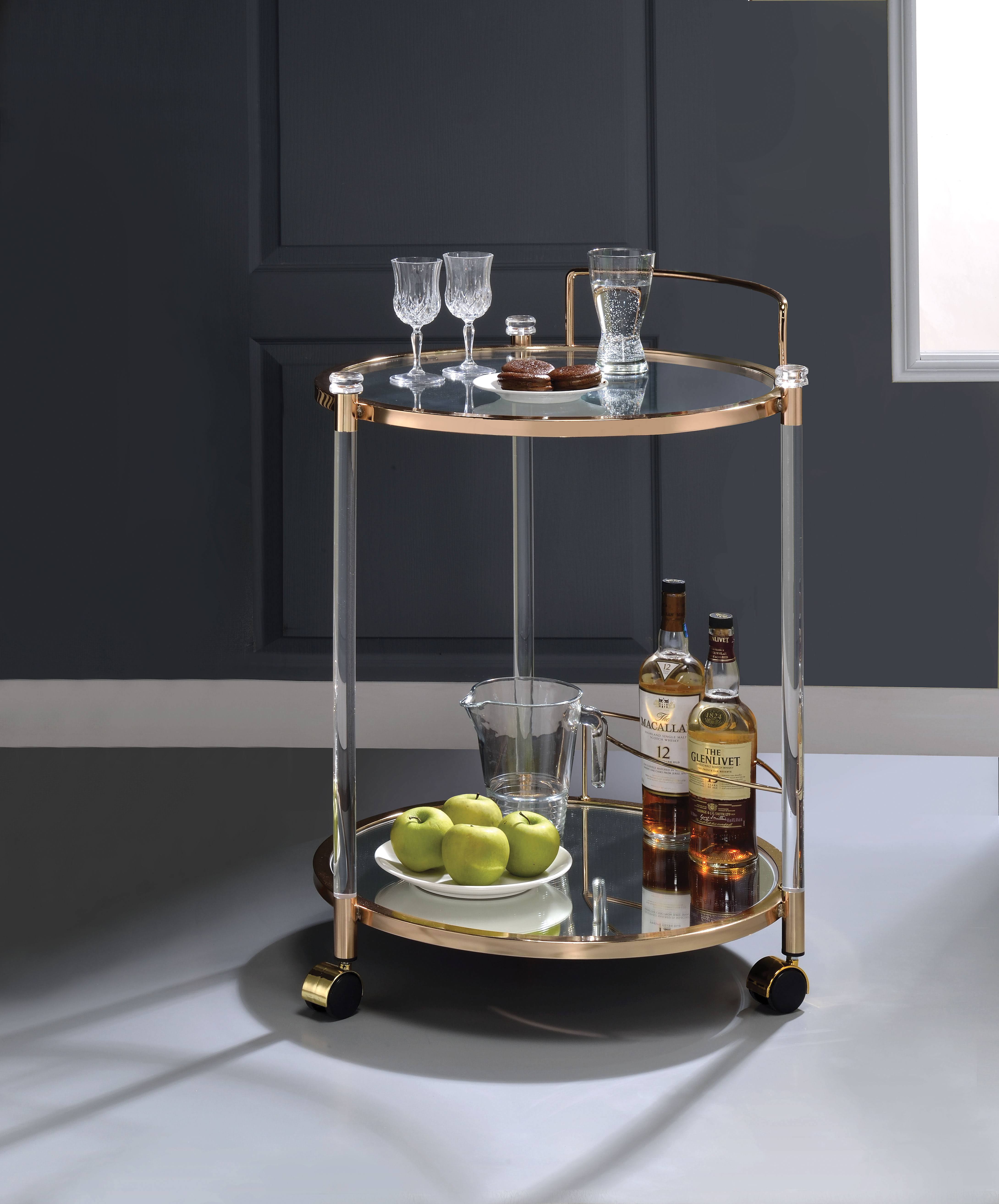 Acme Todd Serving Cart, Clear Glass u0026 Gold