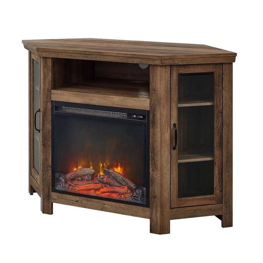 Walker Edison 47.25-in W Reclaimed Barnwood LED Electric Fireplace in Brown | LW48FPCRRO