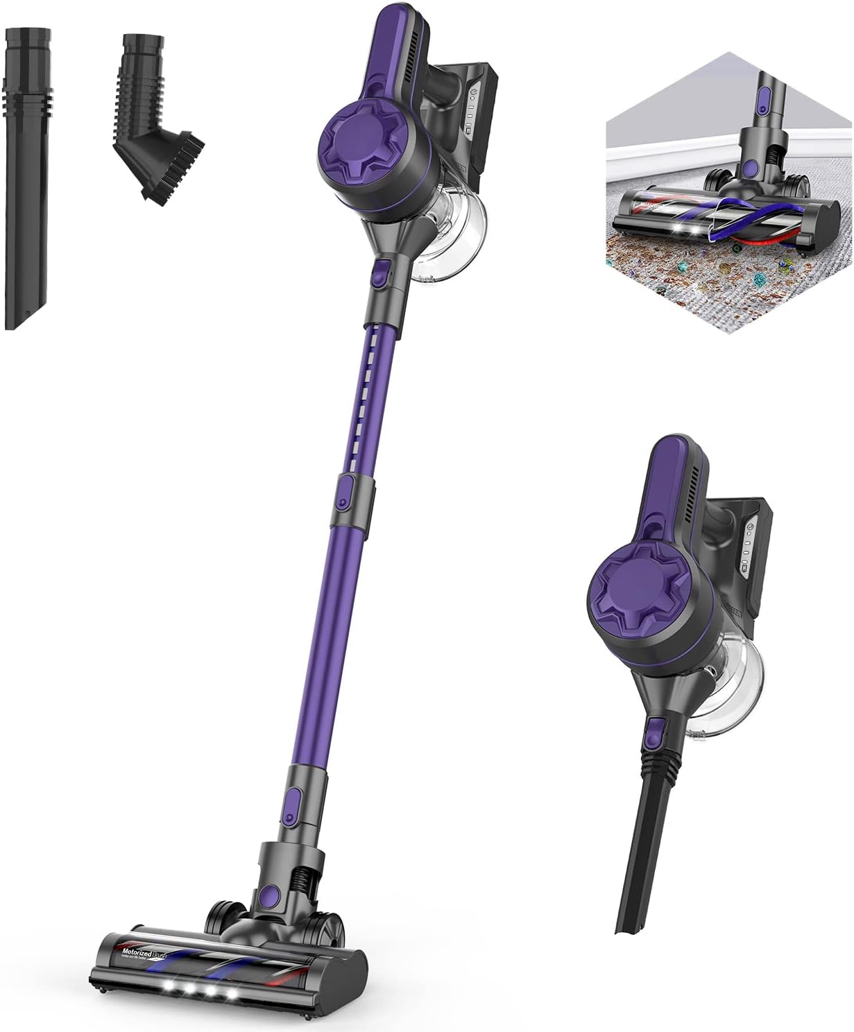 Cordless Vacuum, Stick Vacuum with 20Kpa Super Suction, 5 Stages High Efficiency Filtration, Up to 30 Mins Runtime Lightweight Handheld Vacuum Cleaner for Hardwood Floor Carpet Pet Hair