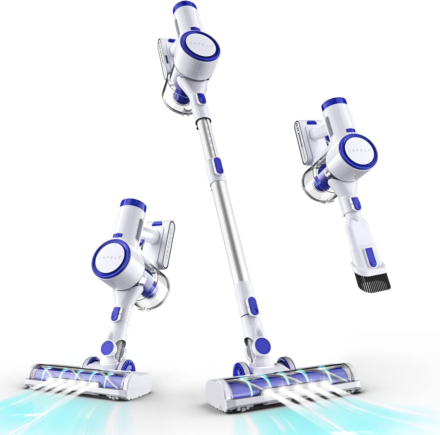 Cordless Vacuum Cleaner - ORFELD 24000Pa Powerful Stick Vacuum, 40Mins Runtime, Advanced Air Outlet Filtration, 6-in-1 Rechargeable Cordless Vacuum for Hardwood Carpet Pet Hair