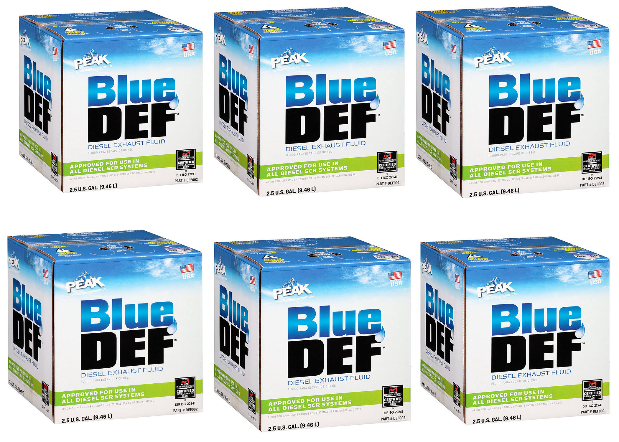 BlueDEF Diesel Exhaust Fluid Synthetic u0026 Deionized Water 2.5 Gallon Jug (6 Pack)
