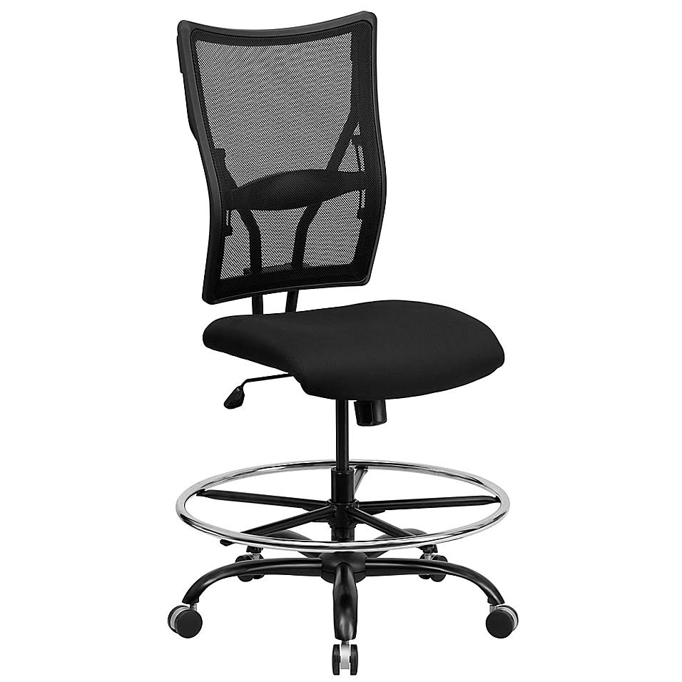 Flash Furniture 44.25-Inch - 50-Inch Adjustable Mesh Drafting Stool in Black