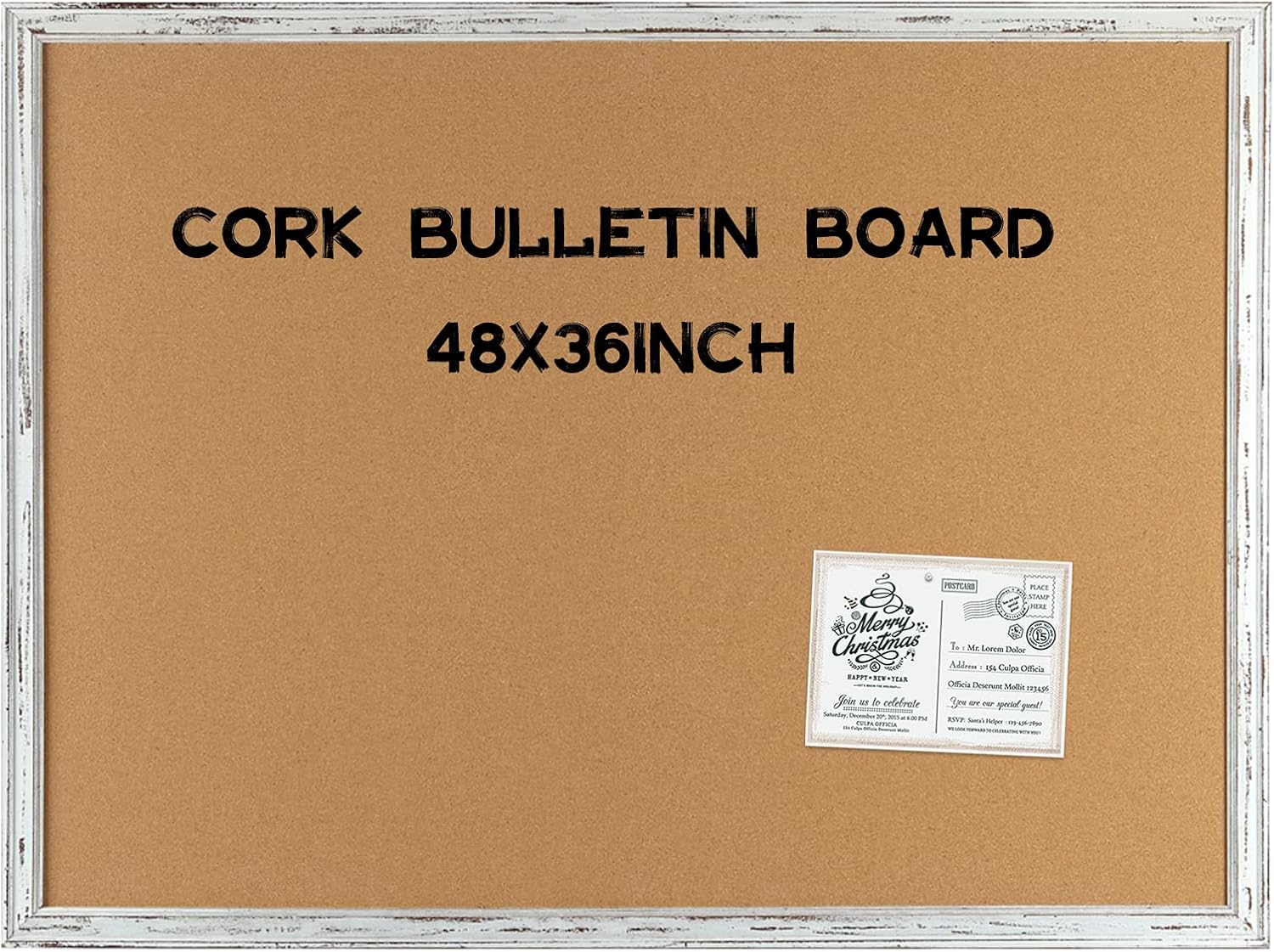 AMUSIGHT Cork Board with Blue Rustic Frame, Bulletin Board 36 x 24 Inches for Wall, Perfect for Home , School, Office Pack of 2