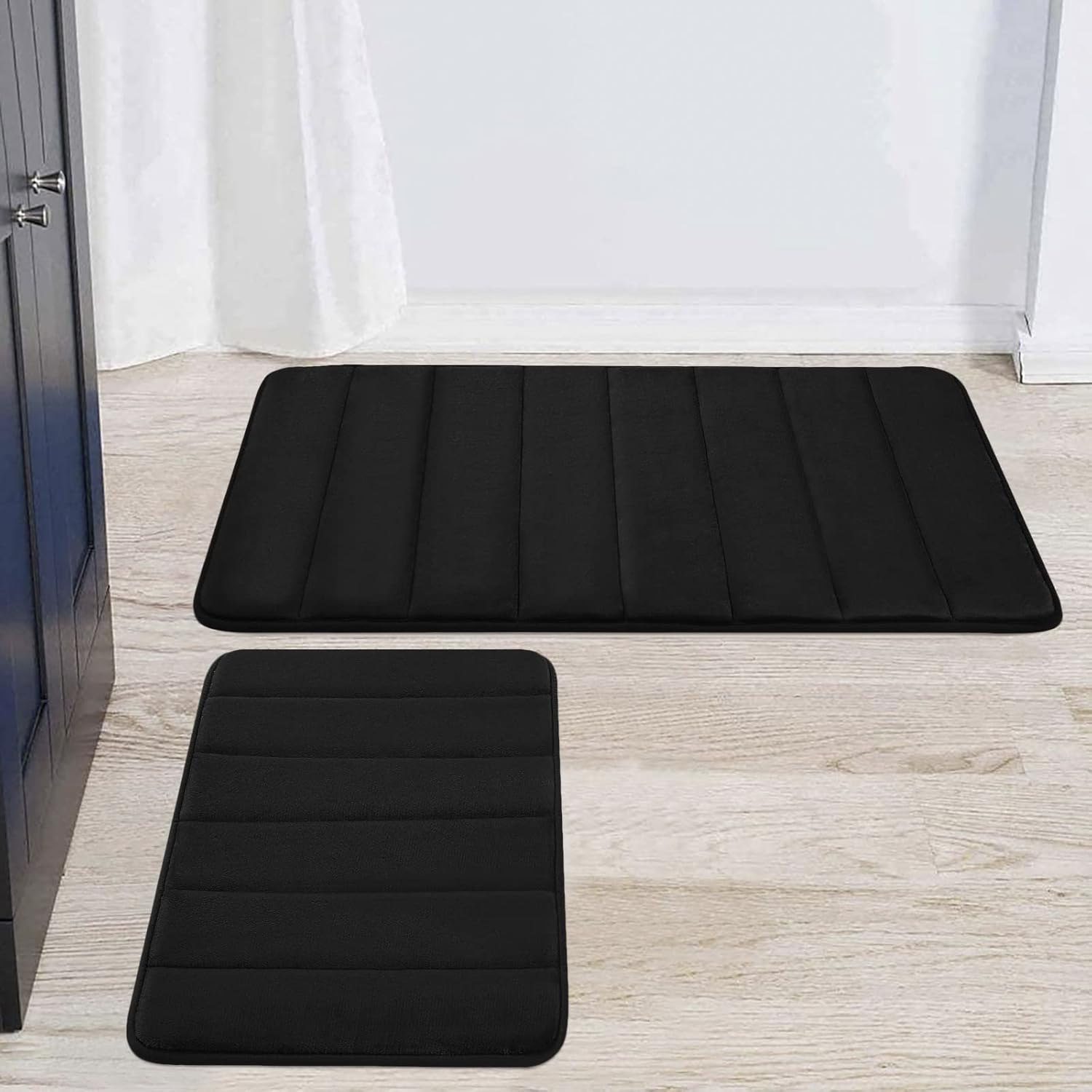Buganda Memory Foam Bathroom Rugs and Mats Sets 2 Pieces Bath Mats, Non Slip, Absorbent, Shaggy, Machine Washable Bathroom Rugs for Bathroom(17