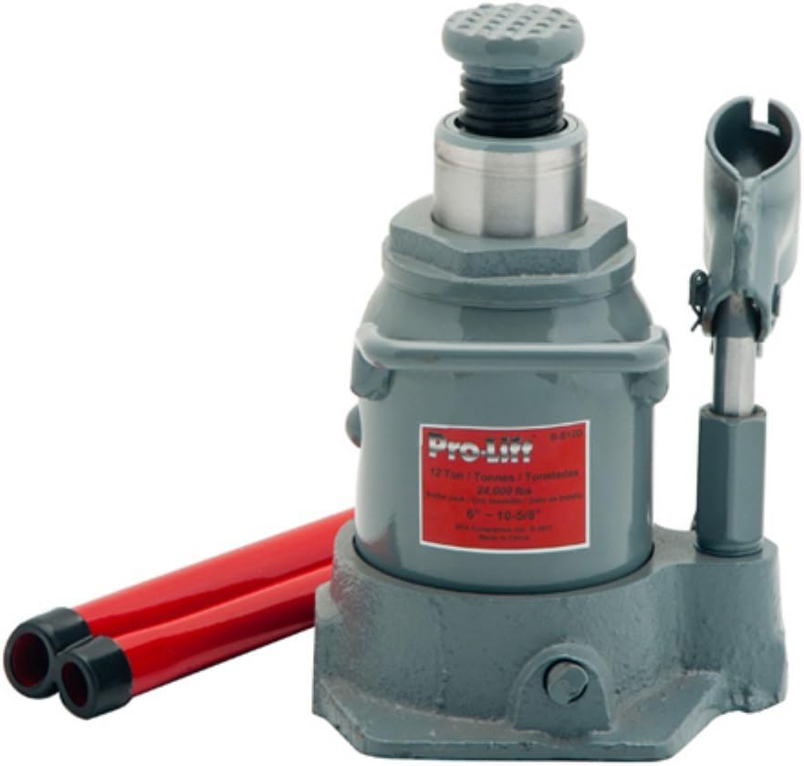 Pro-LifT B-S12D Grey Hydraulic Bottle Jack - 12 Ton Capacity