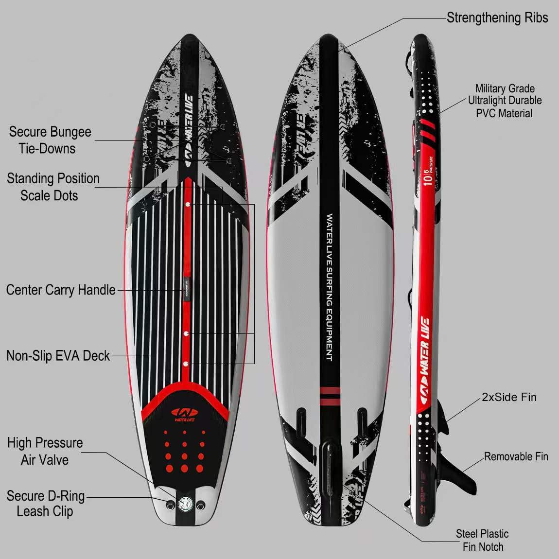 Inflatable Stand Up Paddle Board SUP with Wheels Backpack Adjustable Floating Fiberglass Paddle Dual Chamber Pump with Sport Camera Mount for Youth and Adult