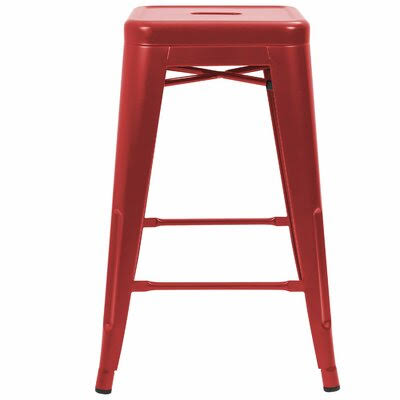 Lehman Stackable 24x22 Bar Stool Williston Forge Color: Red