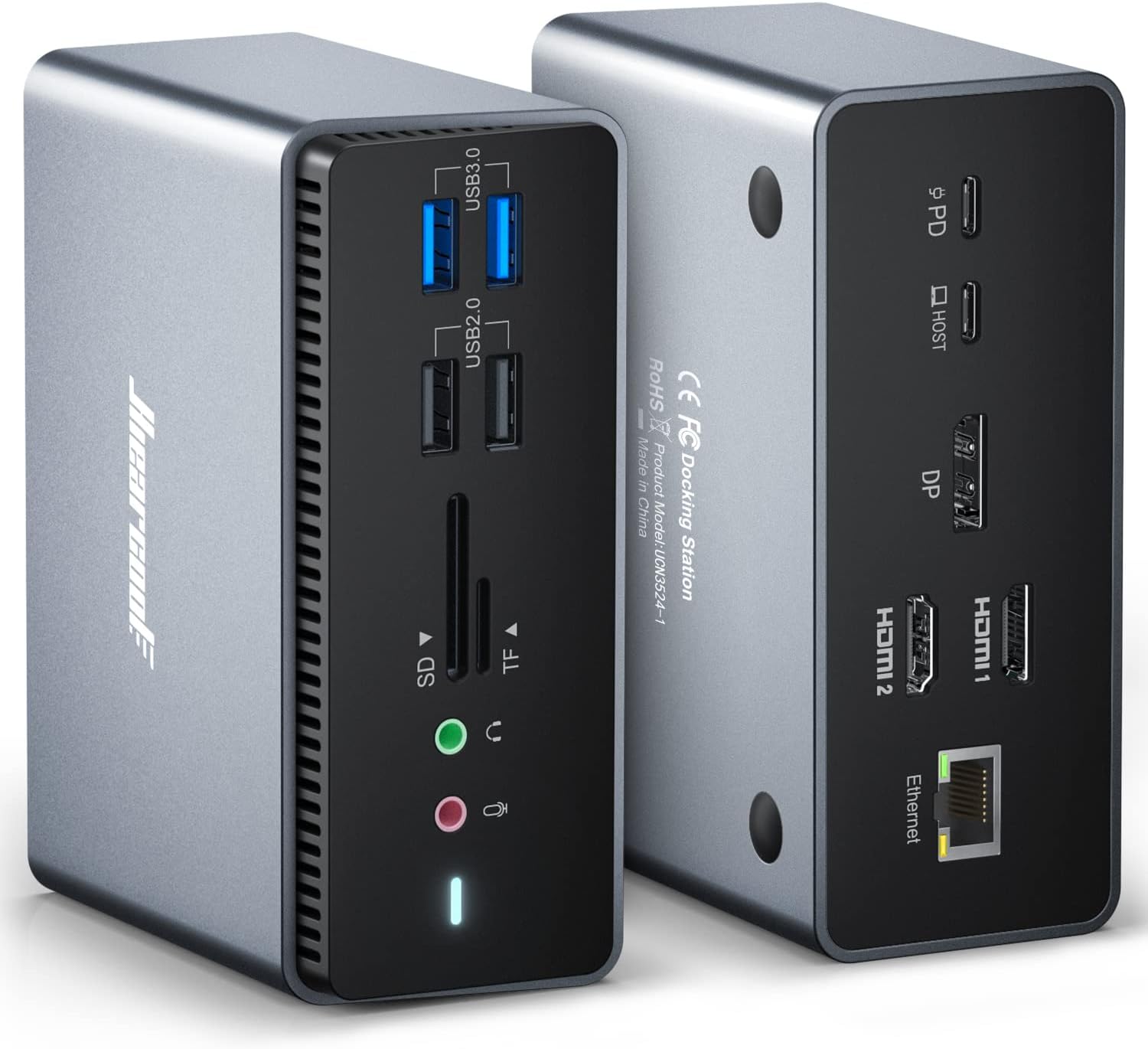 Hiearcool Docking Station,Universal USB C Docking Station,Quadruple Display Compatible with macOS Windows USB C/A Laptop 14IN1 Docking Station