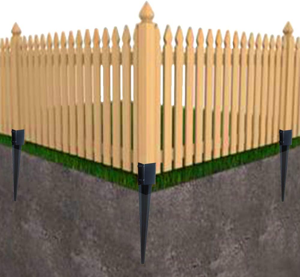 MTB Fence Post Anchor Ground Spike Metal Black Powder Coated 24 x 4 x 4 Inches Outer Diameter (Inner Diameter 3.5 x3.5 Inches), Pack of 4 Pack of 2