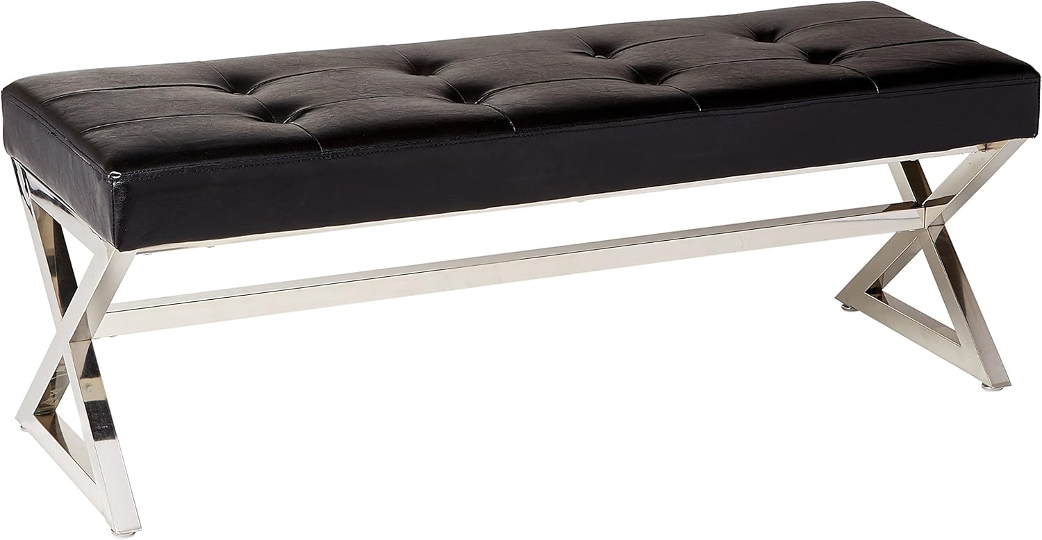 Homelegance Metal Base Bench, Black