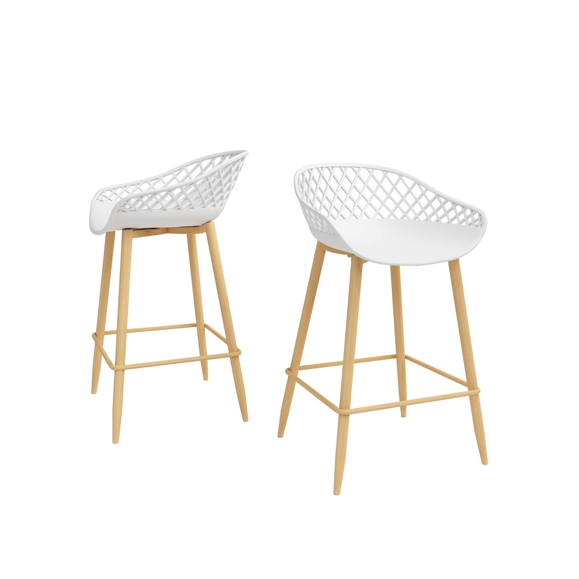 Carson Carrington Varnas Low Back Counter Stools (Set of 2) - 2-Pack - White/Natural