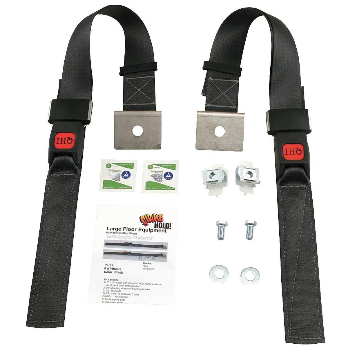 Quakehold! RWPBSSB Push Button Strut Strap, Black, 1200 lb.