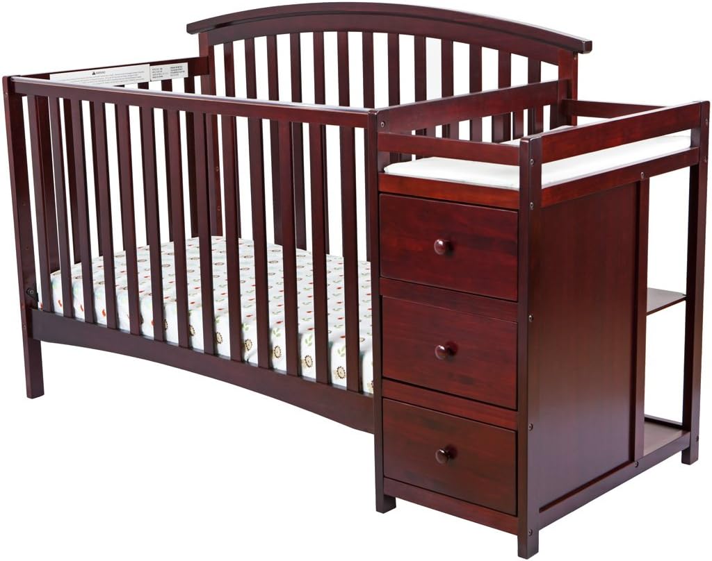 Dream On Me Niko 5-in-1 Convertible Crib with Changer in Espresso, Greenguard Gold Certified , 69x33.2x39 Inch (Pack of 1)