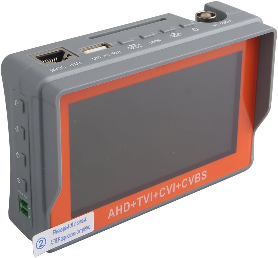 Eversecu 4 in 1 CCTV Tester Support 720P/1080P/3mp/4mp/5mp AHD, TVI, CVI & CVBS Analog Camera, Security Video Monitor with 4.3 inch LCD Screen DC12V 1A Power Output, UTP Cable Tester, PTZ Control Pack of 2