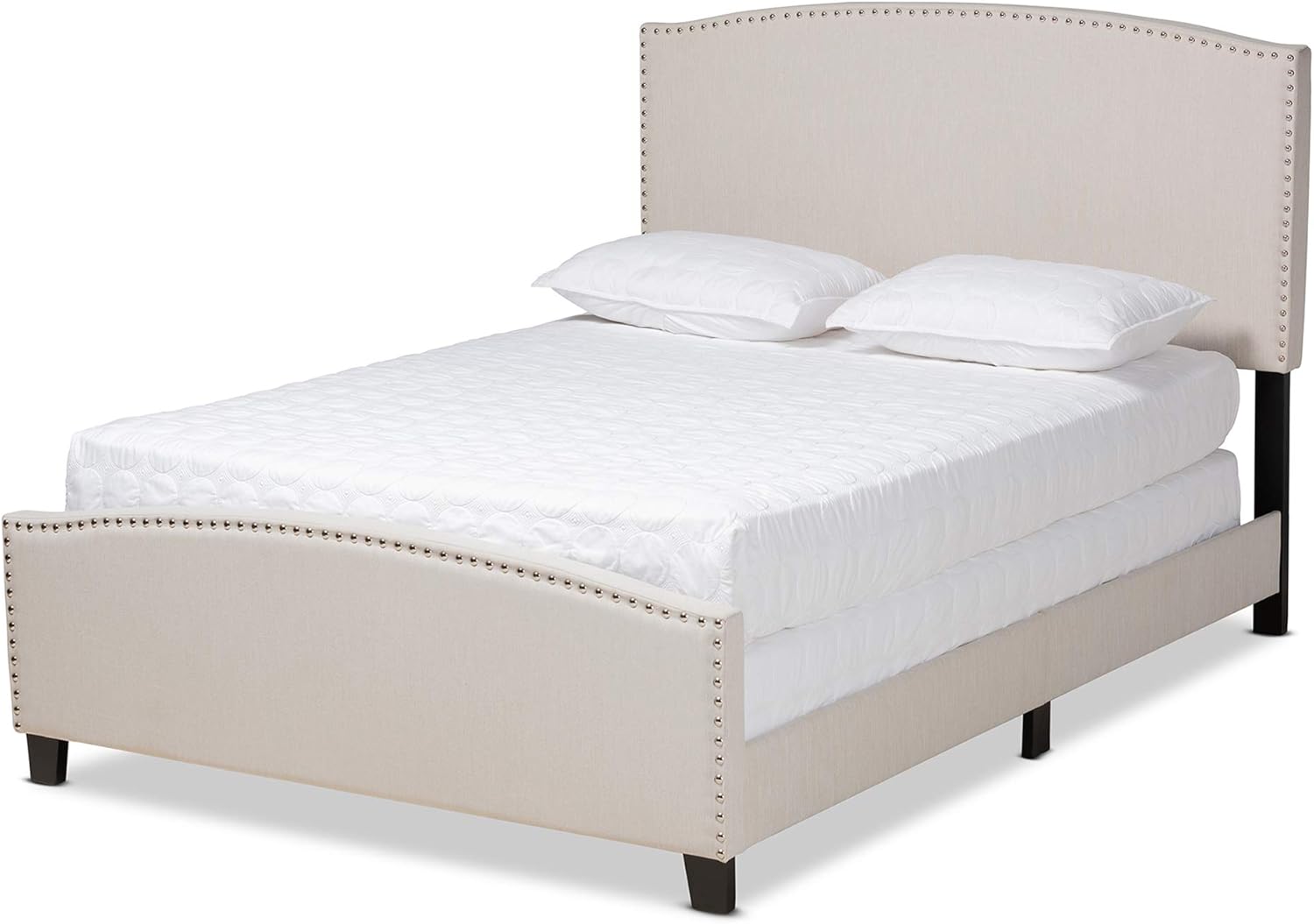 Baxton Studio Panel Bed, Queen, Beige/Black