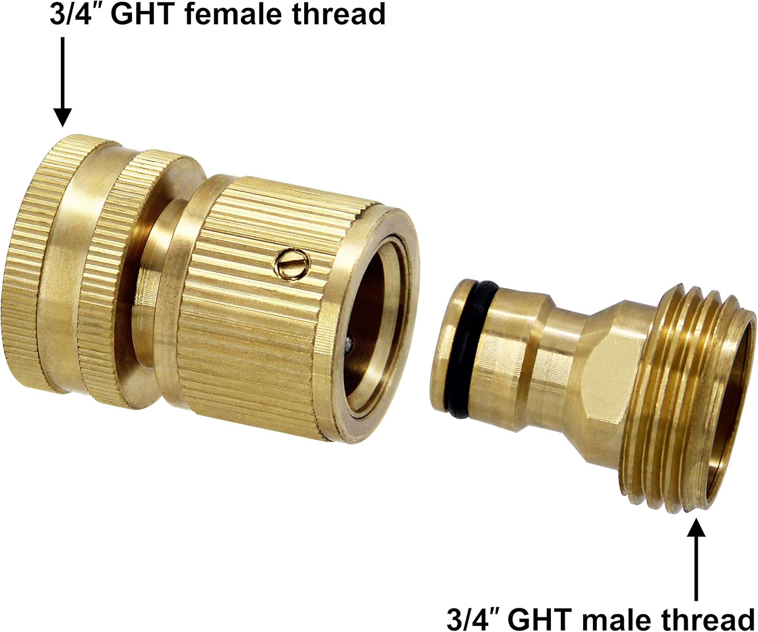 Twinkle Star Garden Hose Quick Connect Water Hose Fitting, 3/4 Inches Brass Female and Male Connector, 3 Set Pack of 2