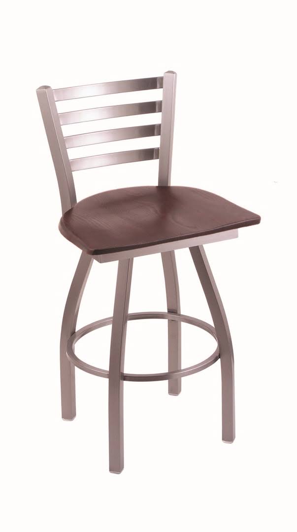 Holland Bar Stool XL 410 Jackie Stainless Swivel Stool with 30x22 Dark Cherry Oak Seat