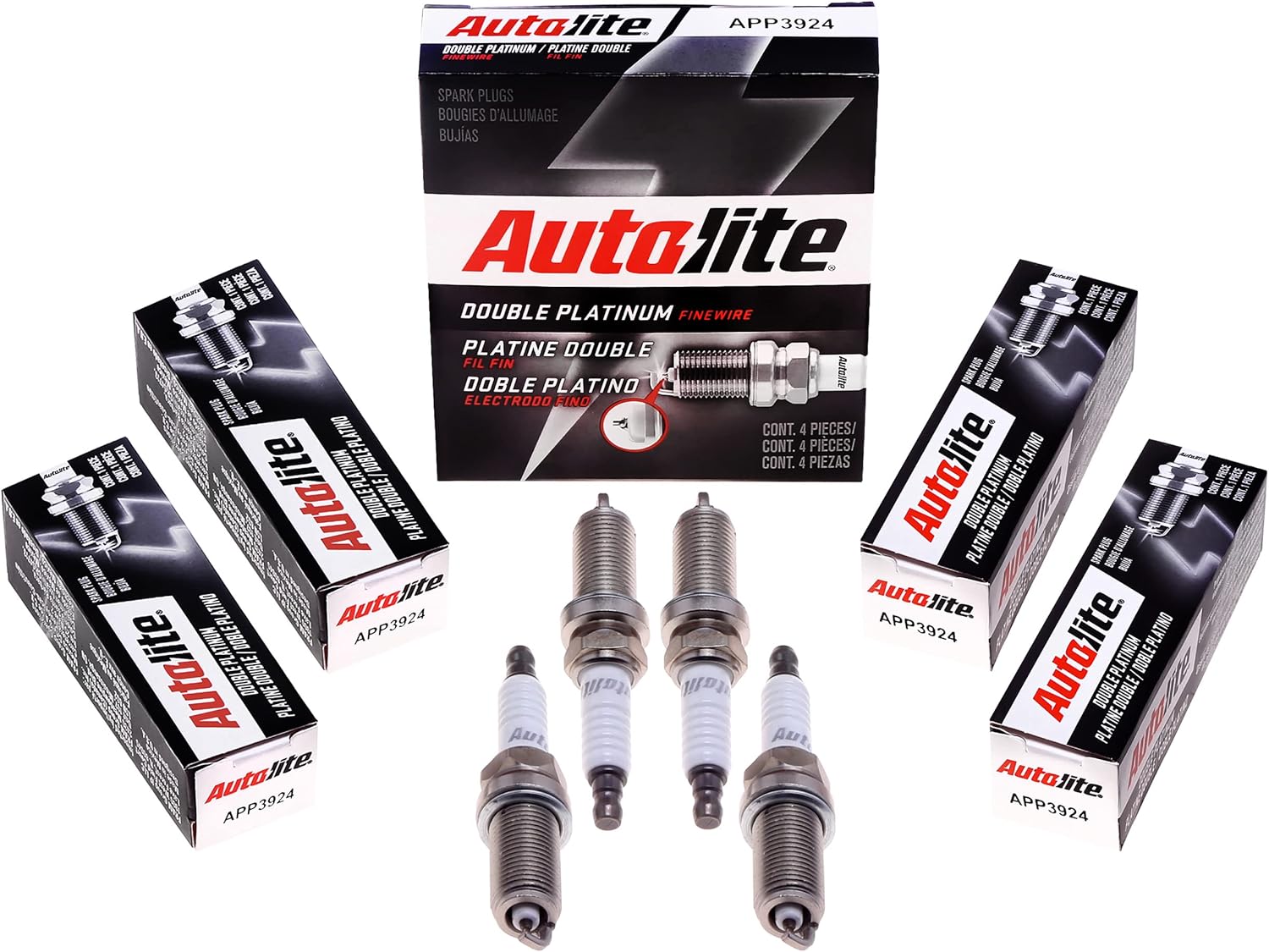 Autolite APP3924-4PK Double Platinum Spark Plug, 4 Pack