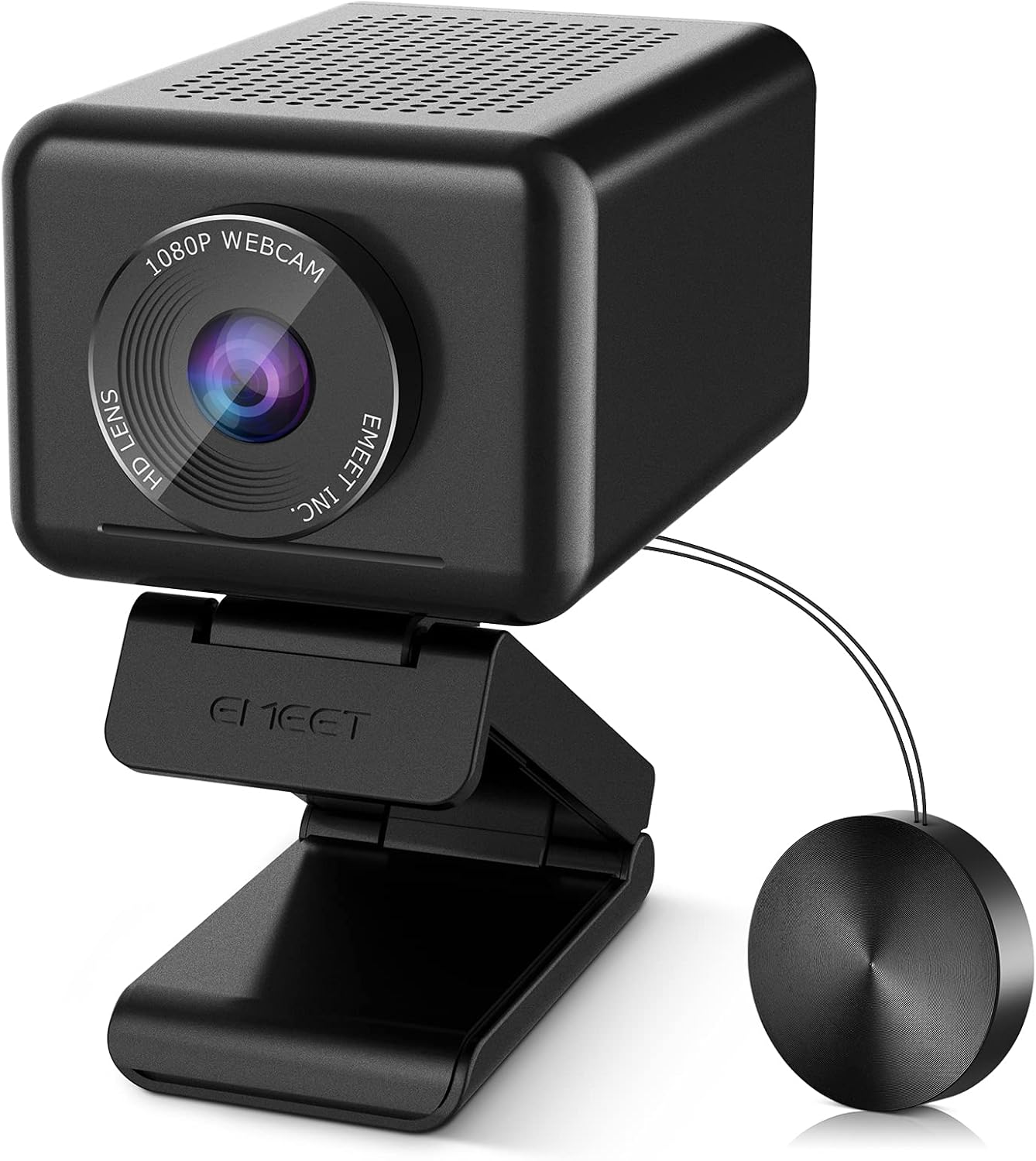 Conference Room Camera System, AI Zooming eMeet Jupiter 1080P Webcam, Adjustable View Web Camera w/Software, All-in-One 1 Speaker& 4 Mics Enhanced Computer Camera, Plug& Play w/Privacy Cover