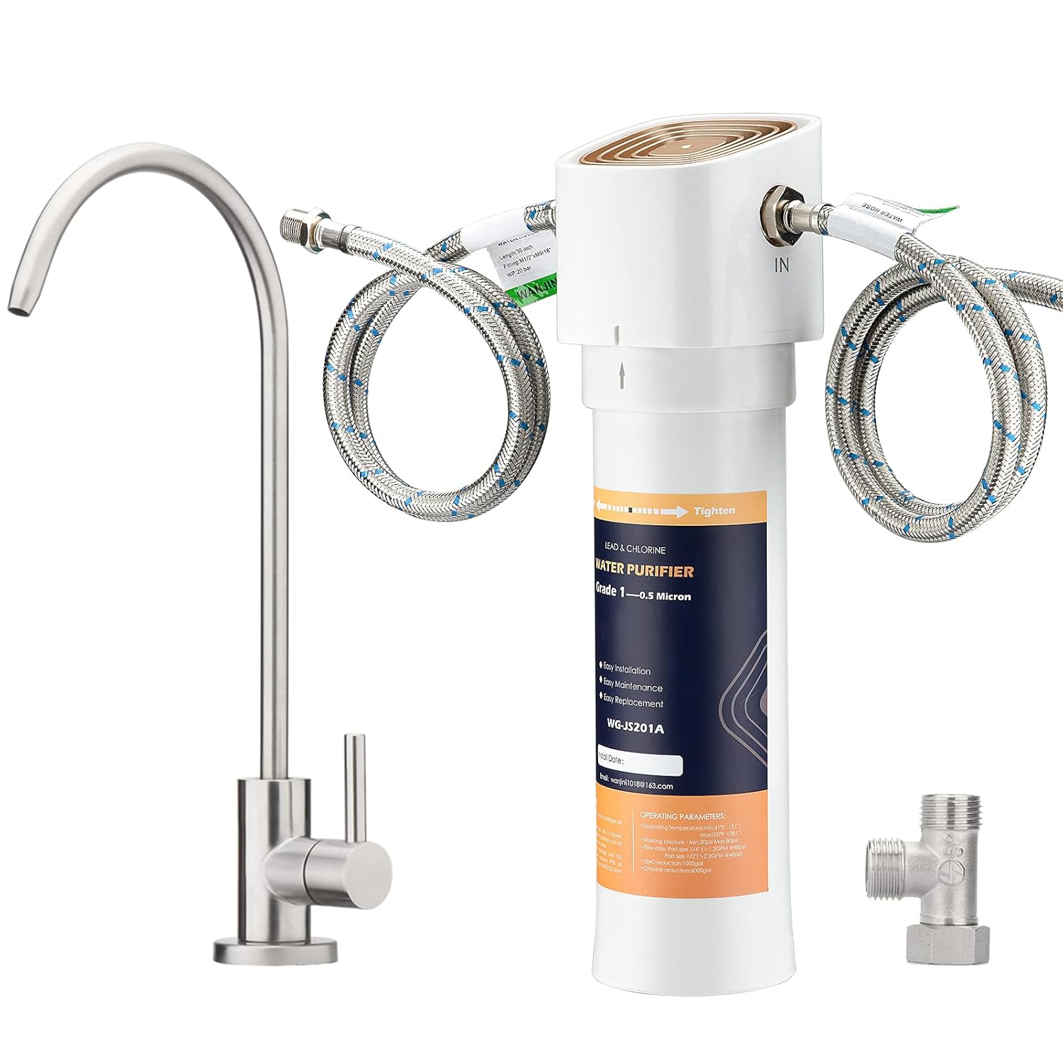 Under Sink Water Filter System NSF/ANSI Certified Water Filtration System with Faucet High Capacity Direct Connect Under Counter Drinking Water Filter Reduces 99.99% Lead Chlorine & Odor