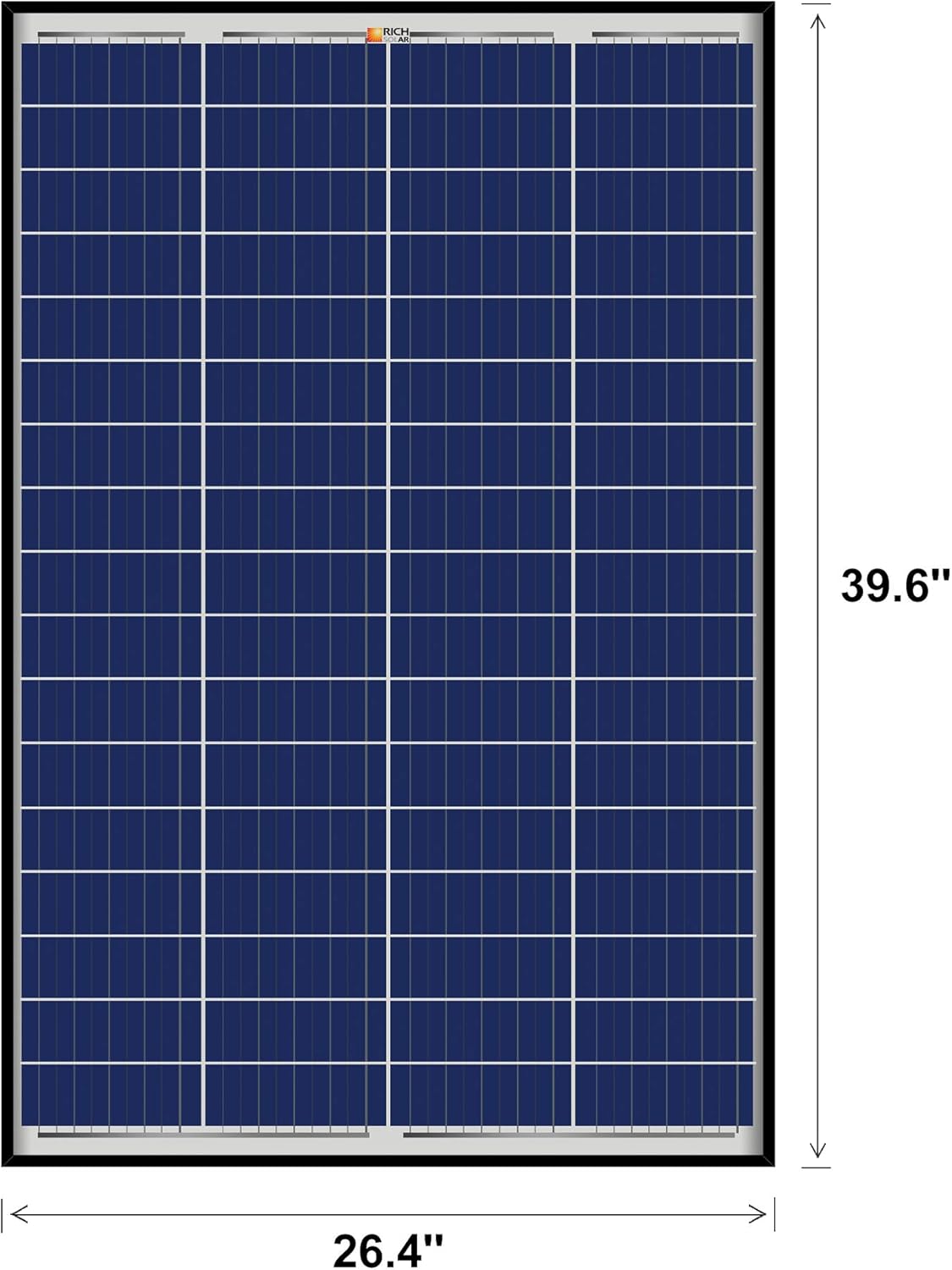 RICH SOLAR 100 Watt 12 Volt Polycrystalline Solar Panel Black Frame for RV Trailer Camper Boat Off Grid