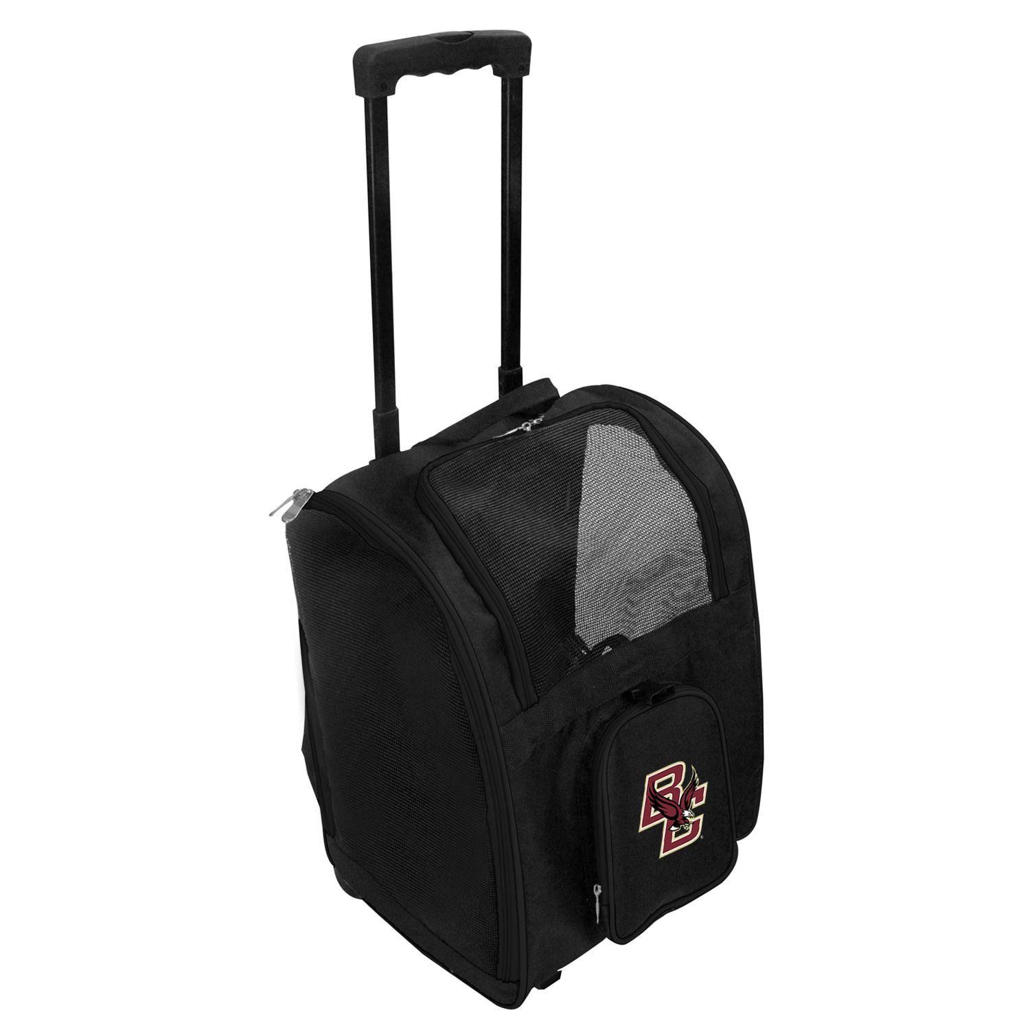 NCAA Boston College Eagles Premium Pet Carrier with Wheels, Black