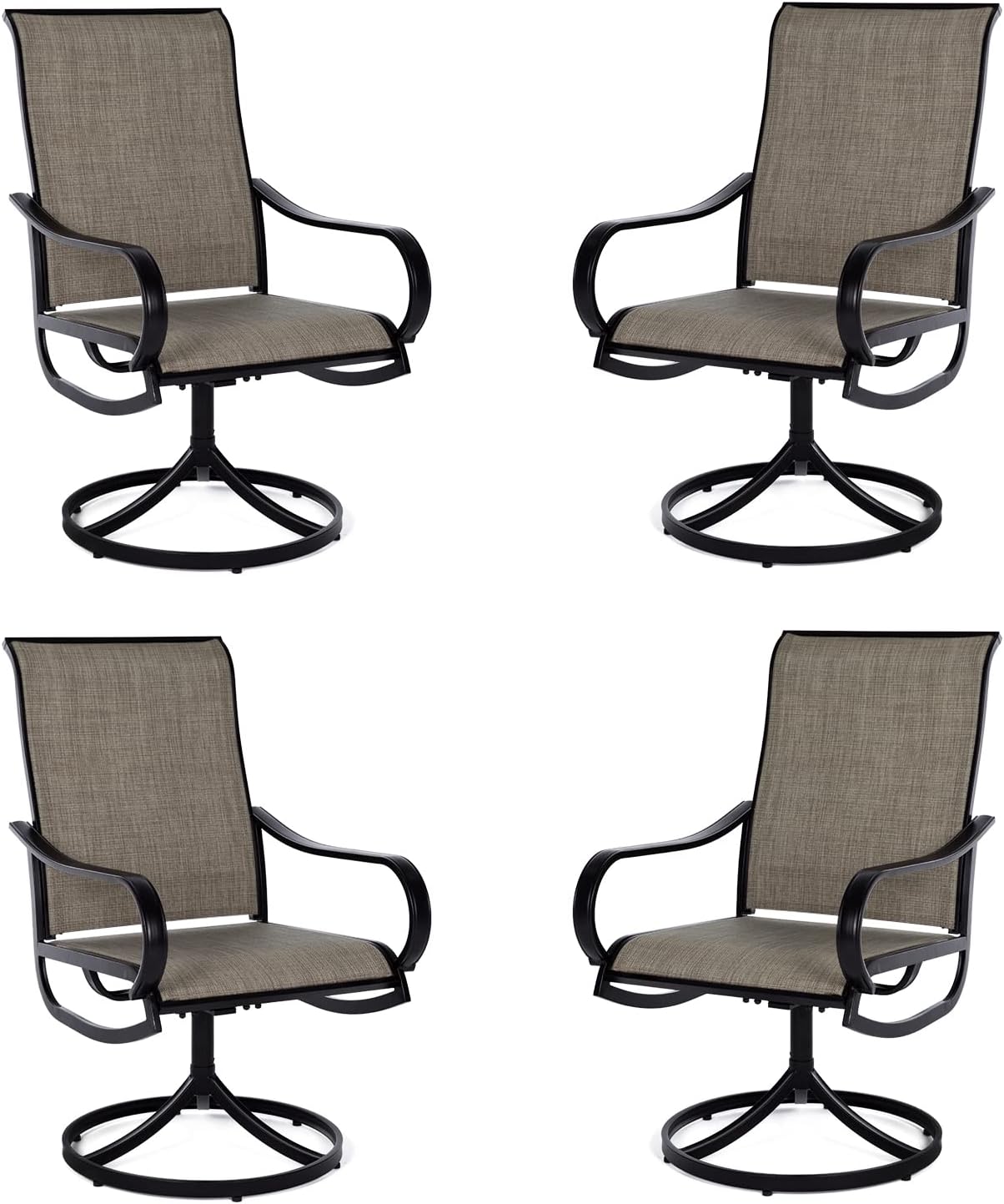 BIGGET Patio Swivel Dining Chairs Set of 4 Textilene Outdoor Dining Chairs Metal Furniture Set for Garden Backyard Weather Resistant