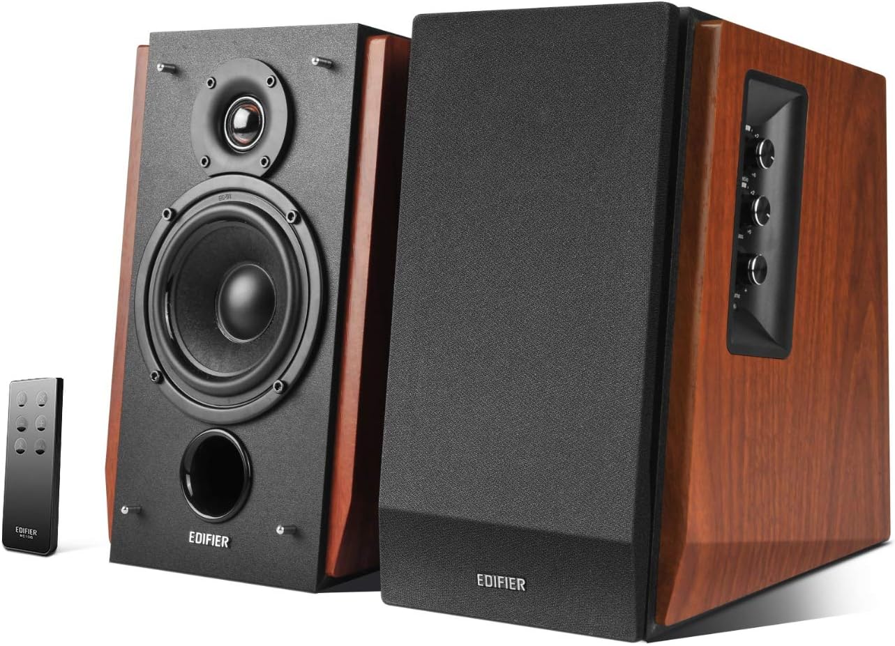 Edifier R1700BT Bluetooth Bookshelf Speakers - Active Near-Field Studio Monitors - Powered Speakers 2.0 Setup Wooden Enclosure - 66w RMS
