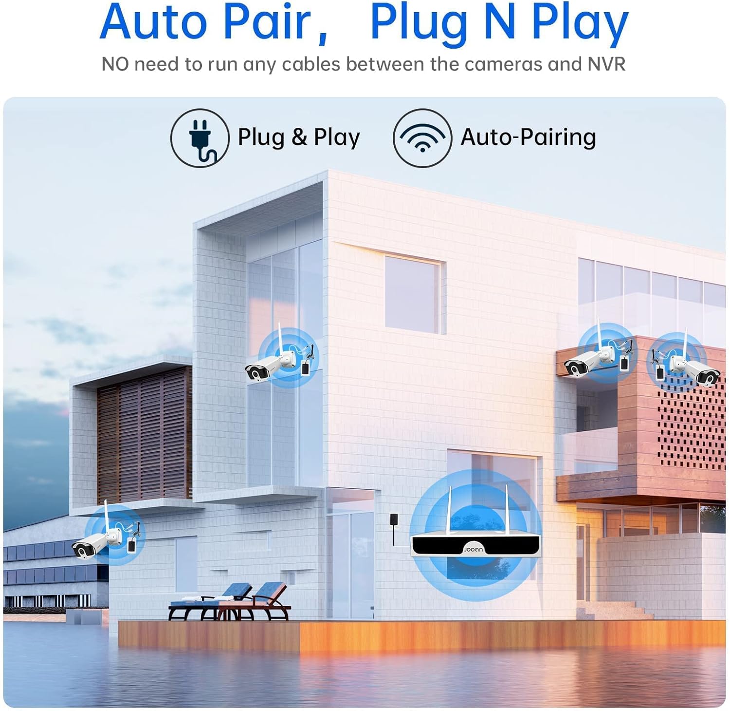 [Expandable 8CH, 2K,Audio] Wireless Security Cameras System Outdoor, 3.0MP 1296P H.265 One-Way Audio,Night Vision,Motion Detection,Remote Access,Metal Case- with 1TB Hard Drive