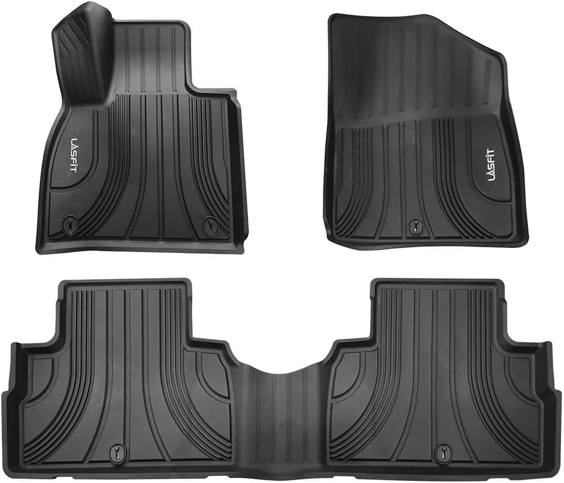LASFIT Floor Mats for Hyundai Palisade 2020-2022, All Weather Guard Custom Fits TPE Car Floor Liners, 1st & 2nd Row, Black