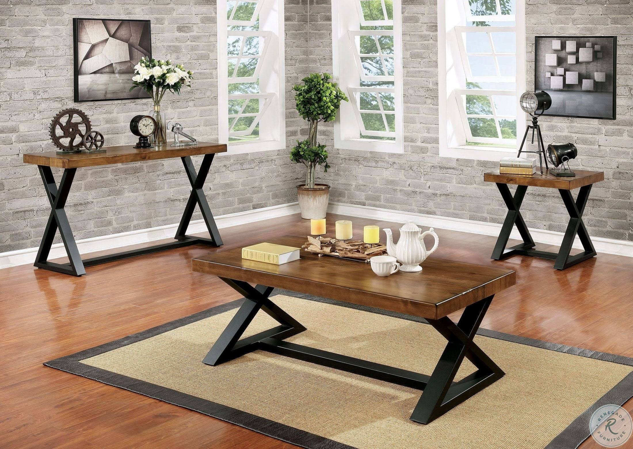 Furniture of America Nikki Oak/Black End Table