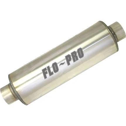 Flo Pro Stainless Steel 8x22 Round Muffler - 4x22In x 4x22Out - Fiberglass Packed Perforated Core - 29x22 - 23x22 - 7195