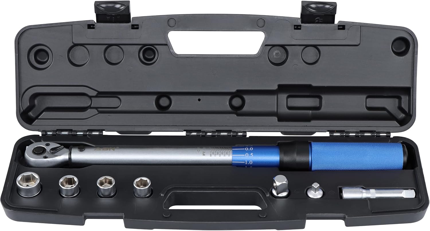 ABN 3/8 Inch Drive Dual Direction Torque Wrench and Extension Torque Adapter Set - 10-100 ft-lb Bike Torque Wrenches Pack of 2