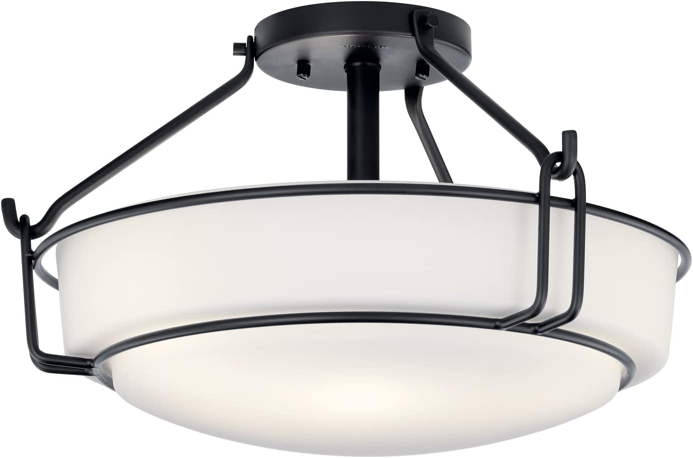 Alkire 16.5 inch 3 Light Semi Flush with Satin Etched Cased Opal Glass in Black