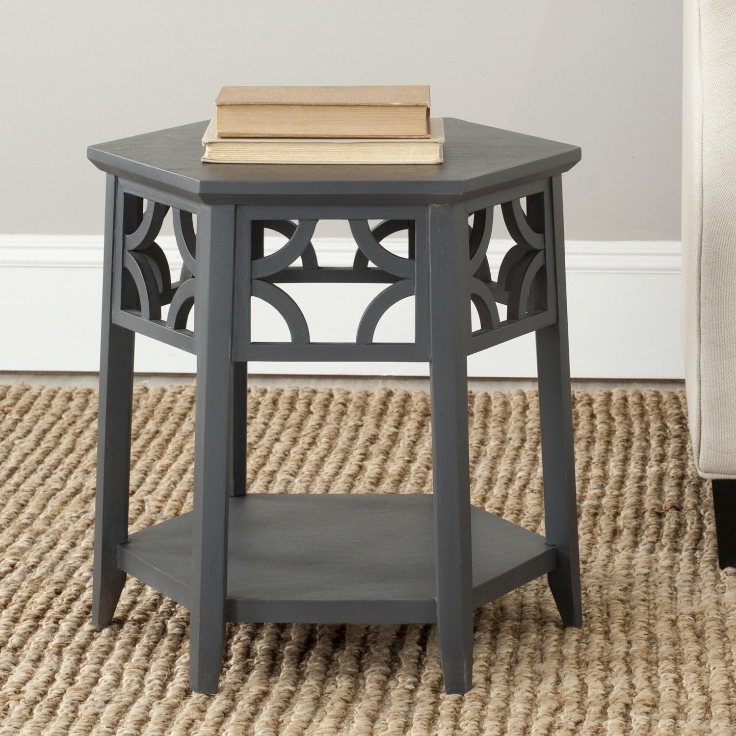 Safavieh American Homes Collection Connor Charcoal Grey Hexagon End Table Pack of 2