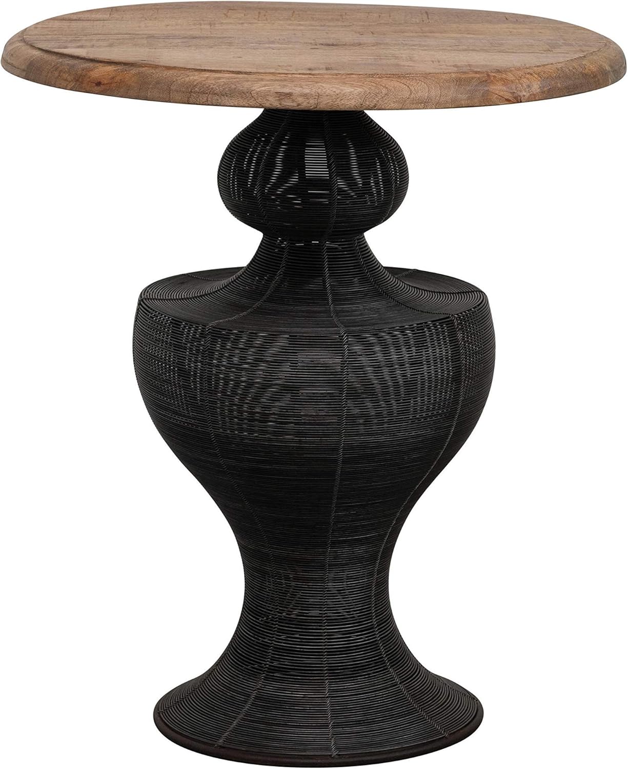 Creative Co-Op Formed Metal Wire & Mango Wood, Natural & Black Table