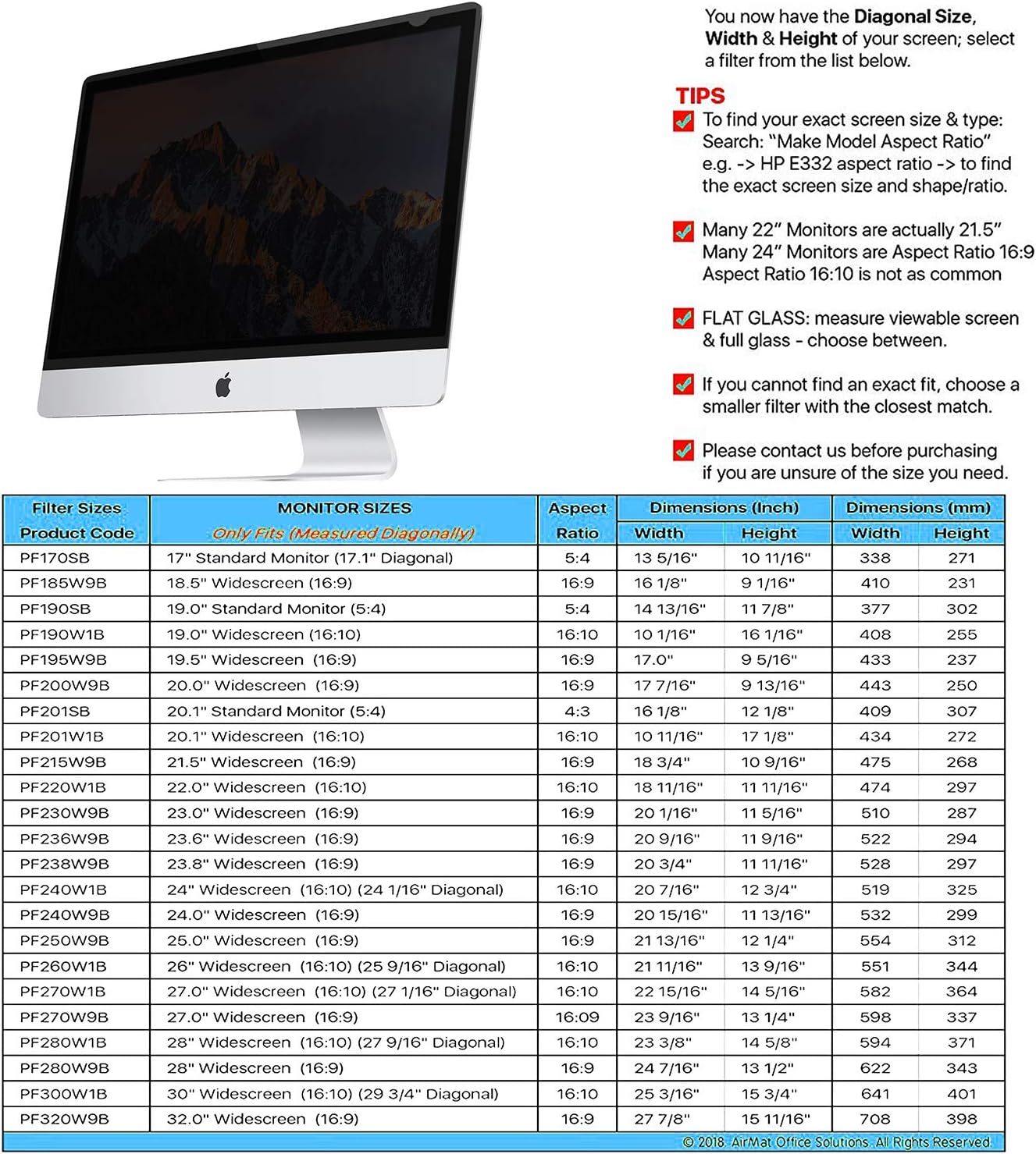 Privacy Screen Filter Protector for Computer Monitors (23.6' WIDESCREEN(16:9)) Pack of 2