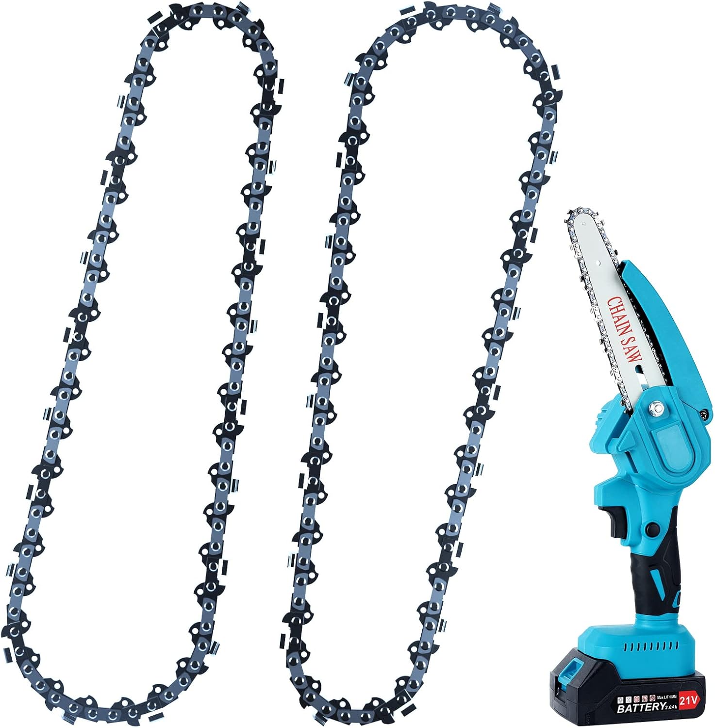 Mini Chainsaw Replacement Cordless Electric Portable Chainsaw Chain 6 Inch 2Pcs-Pack, Universal Use for Mini Cordless Electric Chainsaw Pruning Shears Chain Saw Super Saw (2 Pieces,6 Inches) Pack of 2