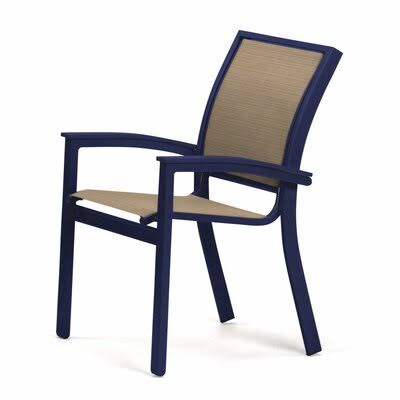 Bazza Stacking Patio Dining Armchair Telescope Casual Frame Color: Textured Graphite, Seat Color: Newport