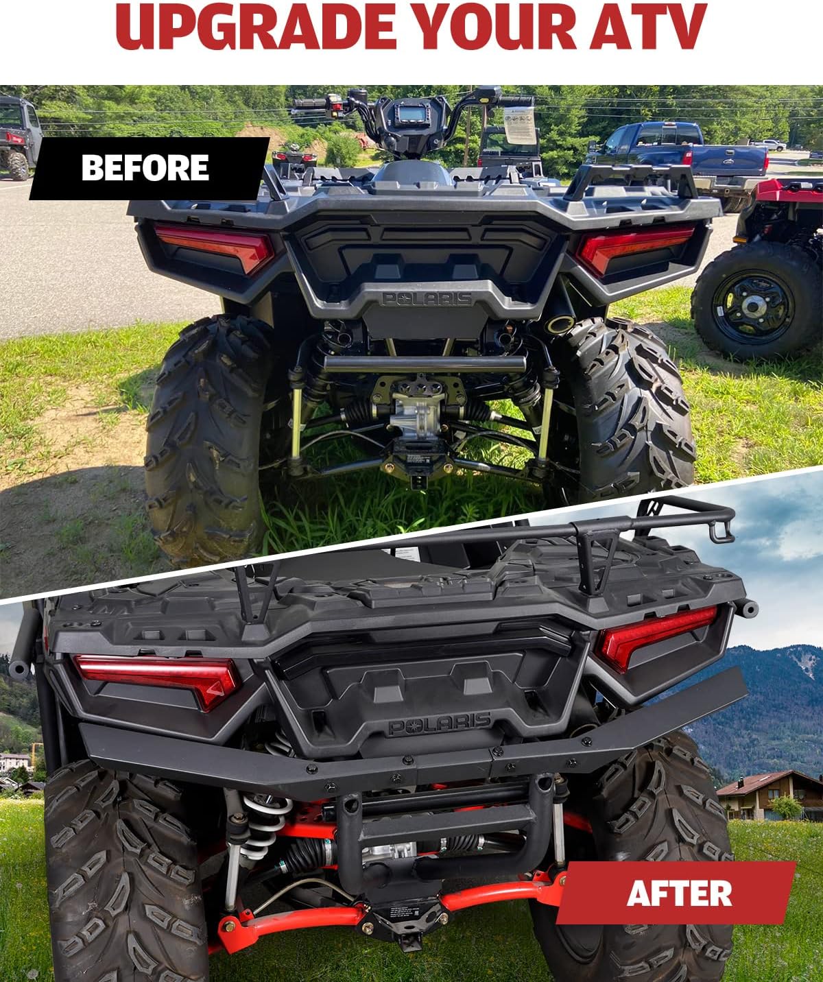 A & UTV PRO Rear Bumper Brush Guard for 2017-2022 Polaris Sportsman 850 / XP 1000,Heavy Duty Ultimate Series Steel Rear Bumper Protector Accessories,Replace OEM # 2882583