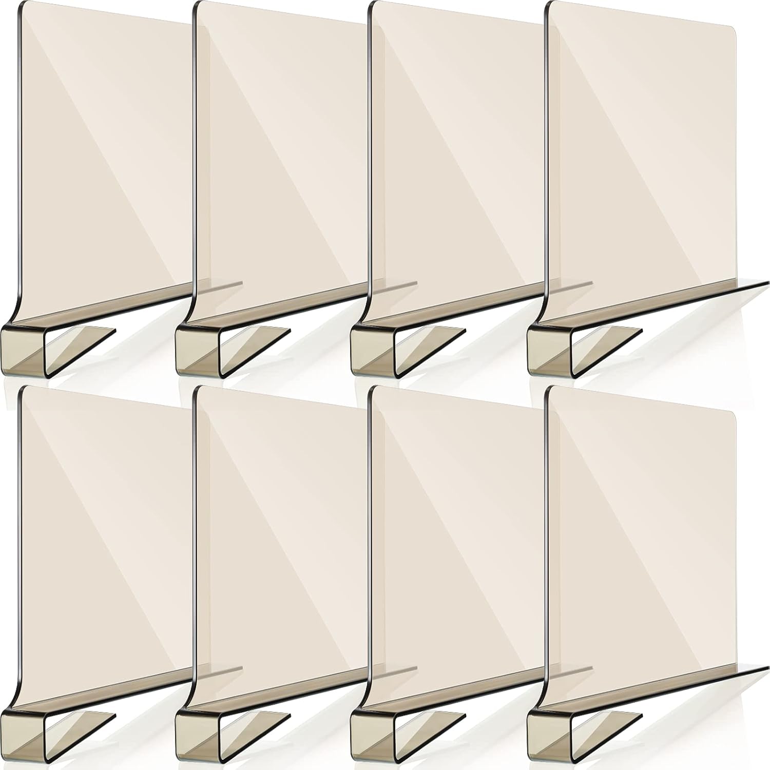 8 Pack Clear Acrylic Shelf Dividers for Closet, Wood Shelf Organizer, Multi-Functional Wood Closet Separator for Storage and Organization in Bedroom, Kitchen and Office, No Installation Tools Required Pack of 2