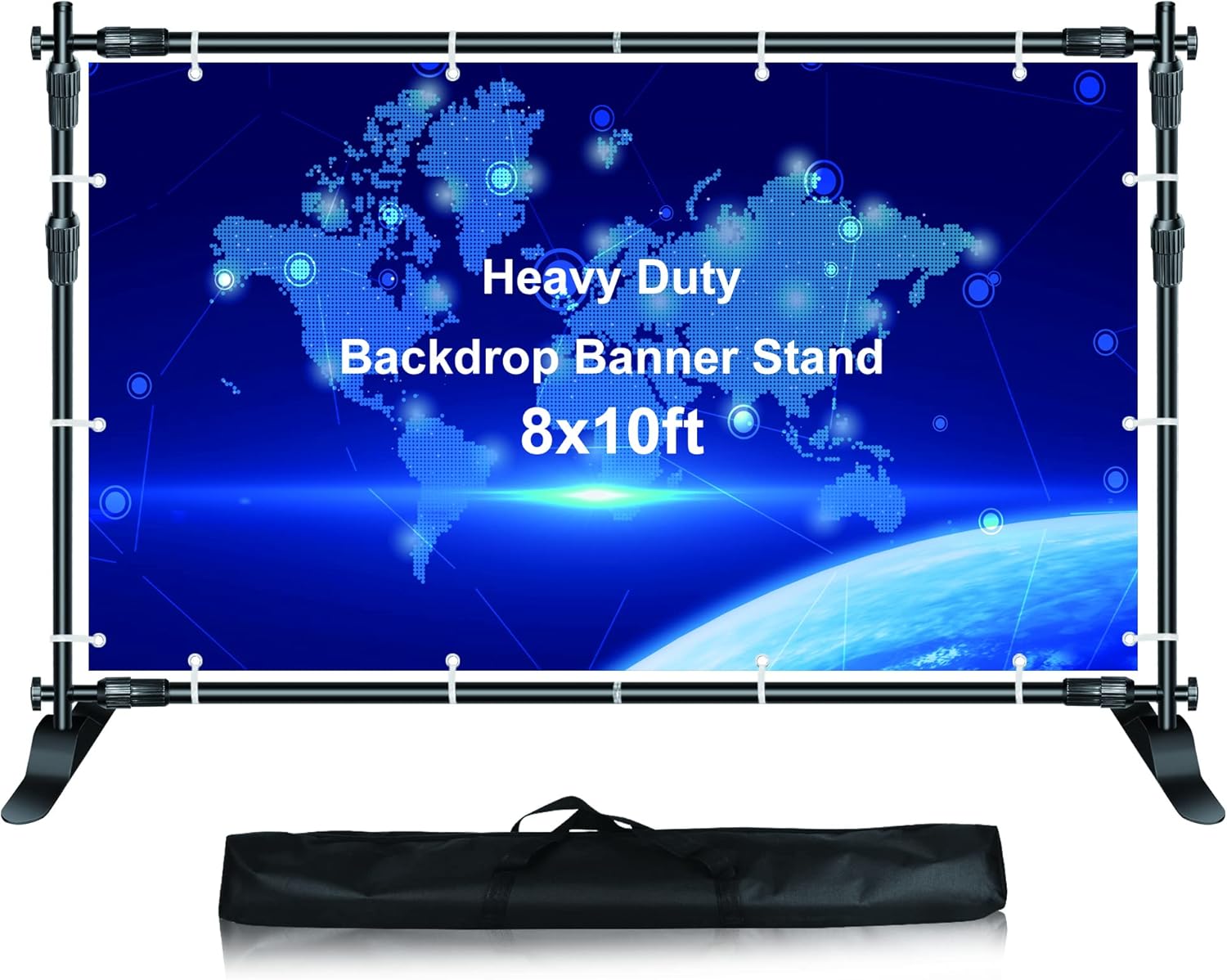 FUDESY Heavy Duty Backdrop Banner Stand, 8x10 - 4x6 Ft Adjustable, Telescopic Step and Repeat Stand for Photography Shoot, Parties, Trade Show, Display, Photo Booth Background, with Carry Bag